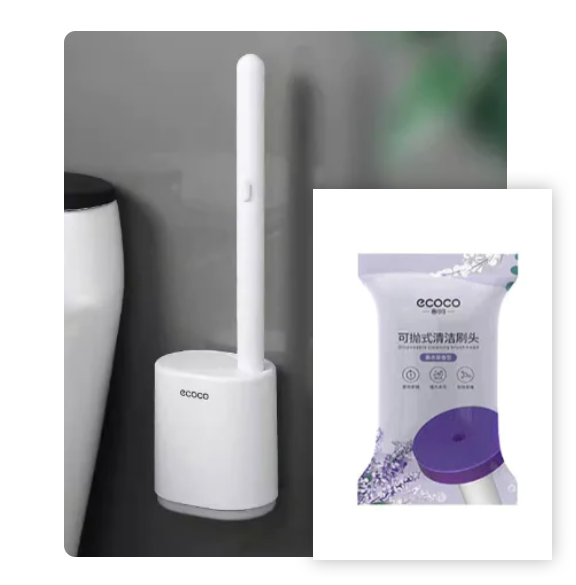 Cepillo para Inodoro Desechable con Líquido Limpiador